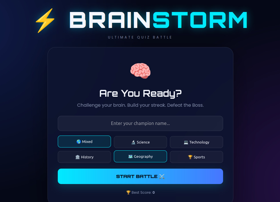 BrainStorm Quiz Battle